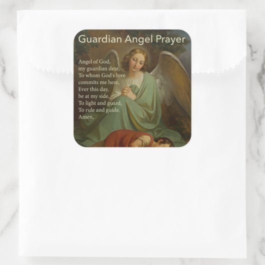 ガーディアンエンジェル祈りの言葉とボーイステッカー スクエアシール (バッグ)