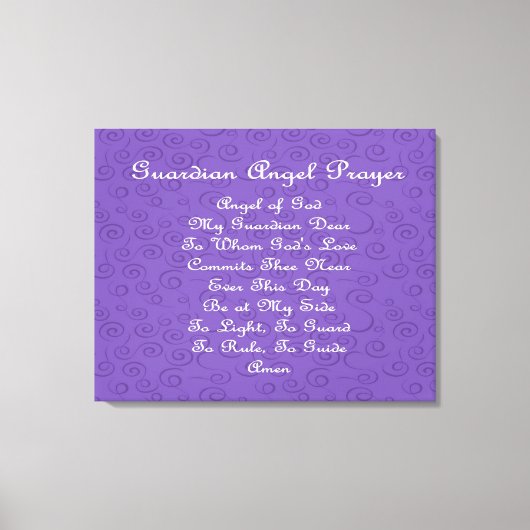 ガーディアンエンジェル祈りの言葉パープル キャンバスプリント (正面)