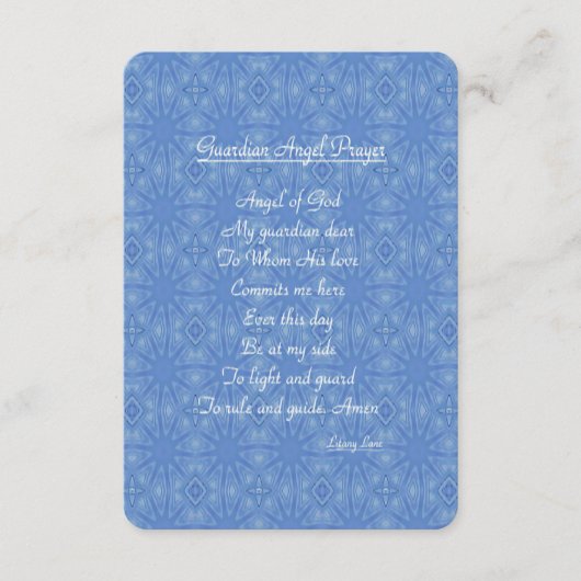 ガーディアンエンジェル祈りの言葉ブルー エンクロージャーカード (正面)