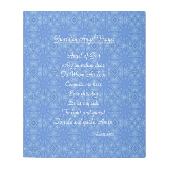 ガーディアンエンジェル祈りの言葉ブルー メタルプリント (正面)