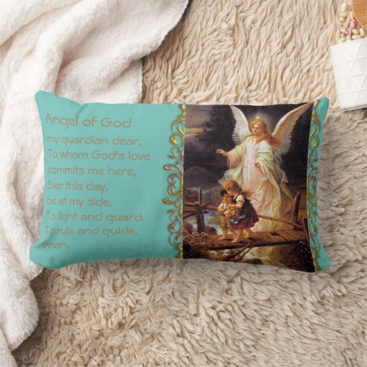ガーディアンエンジェル祈りの言葉装飾用クッション ランバークッション (ブランケット)