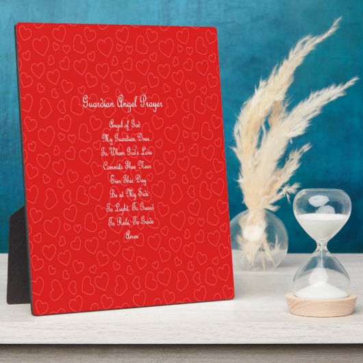 ガーディアンエンジェル祈りの言葉赤いハート  フォトプラーク (側面)