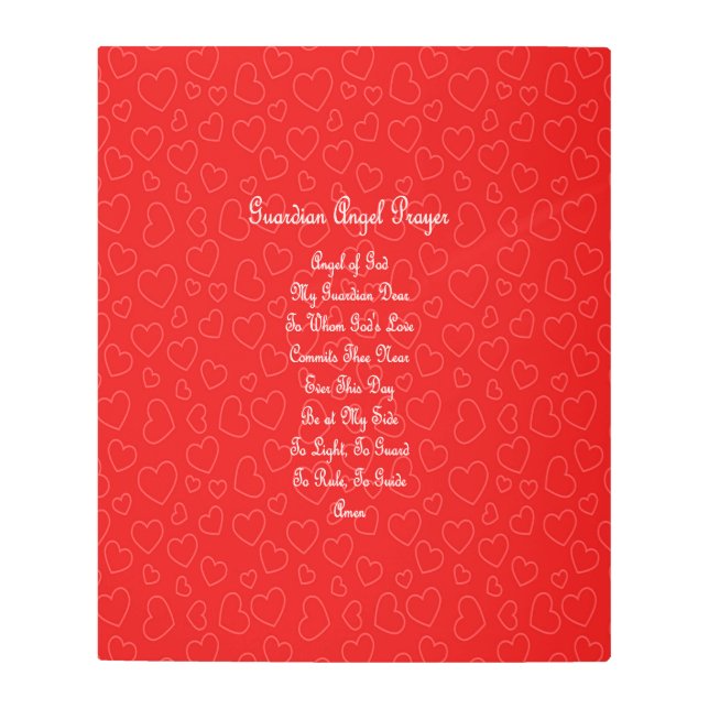 ガーディアンエンジェル祈りの言葉赤いハート メタルプリント (正面)