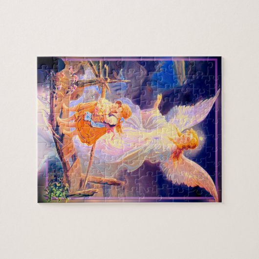 ガーディアンエンジェル、子どもとブリッジジグソーパズル ジグソーパズル (横)