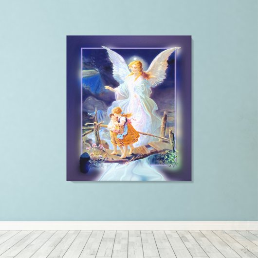 ガーディアンエンジェル、子供、ブリッジ(独占的デザイン キャンバスプリント (インサイチュ (ウッドフロア))