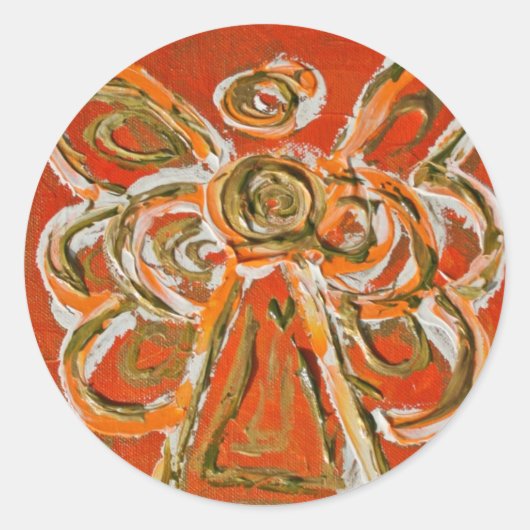 ガーディアンオレンジエンジェルアートカスタムステッカー ラウンドシール (正面)