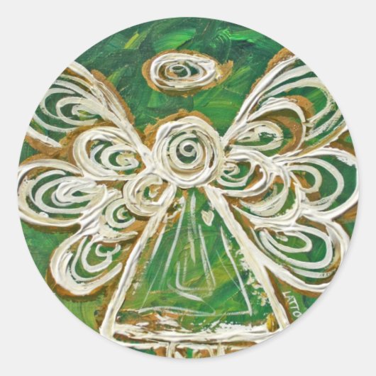ガーディアングリーンエンジェルアートカスタムステッカー ラウンドシール (正面)