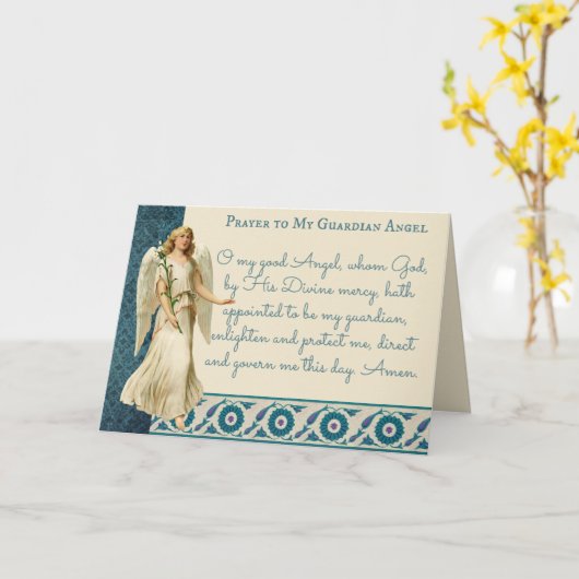 ガーディアンジェルカトリック宗教祈りの言葉 カード (黄色い花)