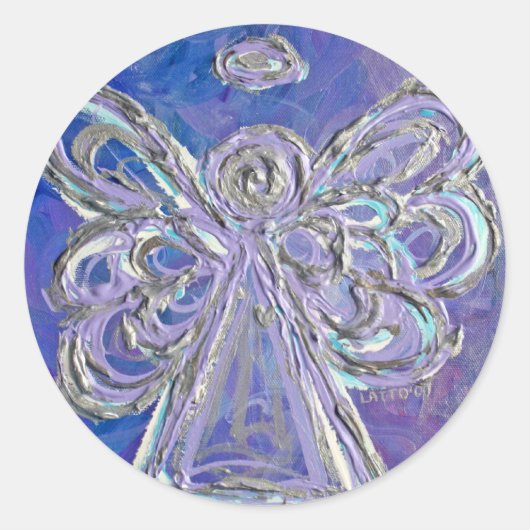 ガーディアンパープルエンジェルアートカスタムステッカー ラウンドシール (正面)