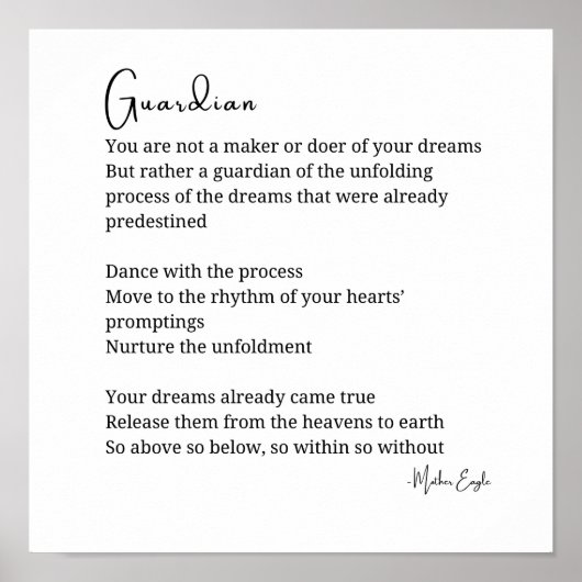 ガーディアン心地よい勇気付けられる詩ウォールアート ポスター (正面)