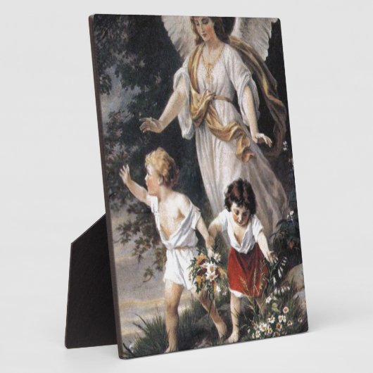 ガーディアン・エンジェルと子供、ヴィンテージ絵画の。 フォトプラーク (側面)