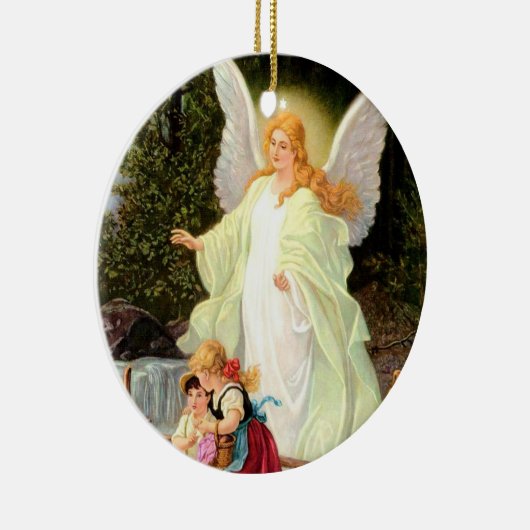 ガーディアン・エンジェルの子供たちが橋を渡る セラミックオーナメント (右)