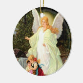 ガーディアン・エンジェルの子供たちが橋を渡る セラミックオーナメント (左)