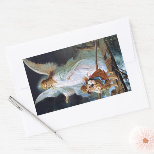 ガーディアン・エンジェル2子供のブリッジ大きなシール 長方形シール (封筒)