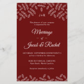 ガーデエレガントン葉スダーク結婚式招待状 (正面)