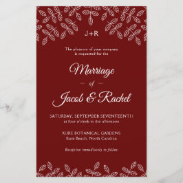 ガーデエレガントン葉スダーク結婚式招待状