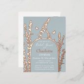 ガーデエレガントン葉ス蝶ブライダルシャワー 箔招待状ポストカード (正面/裏面)