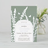 ガーデエレガントン葉ス蝶ブライダルシャワー 箔招待状 (立ち正面)