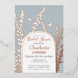 ガーデエレガントン葉ス蝶ブライダルシャワー 箔招待状