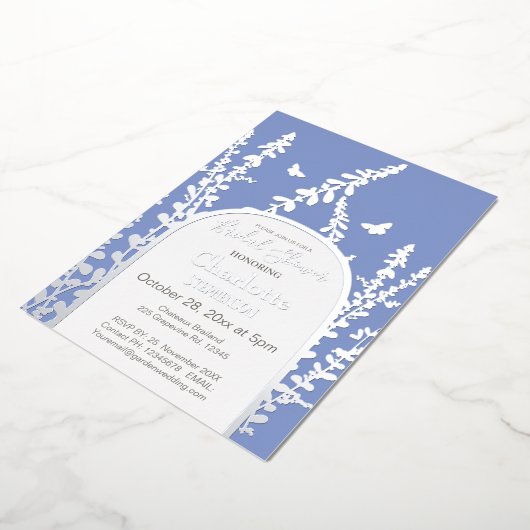 ガーデエレガントン葉ス蝶ブライダルシャワー 箔招待状 (回転した状態)