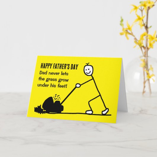 ガーデナおもしろいーの草刈り漫画の父の日 カード (黄色い花)
