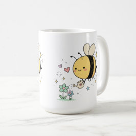  ガーデナーを応援するミツバチと野の花  コーヒーマグカップ