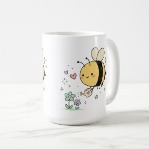 ガーデナーを応援するミツバチと野の花 コーヒーマグカップ
