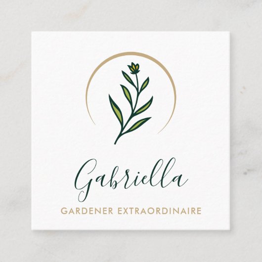 ガーデナーカスタムフローラロゴQRコード スクエア名刺 (正面)