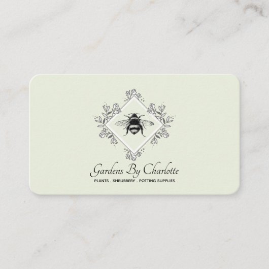 ガーデナーガーデニングハニービーとフローラロゴ 名刺 (正面)