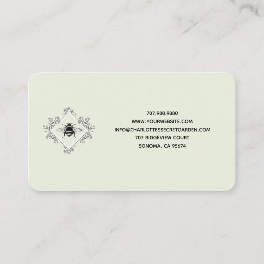 ガーデナーガーデニングハニービーとフローラロゴ 名刺 (裏面)