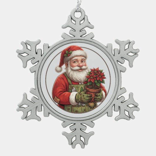 ガーデナーサンタポインセチア クリスマス オーナメント (正面)