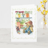 ガーデナーテディベア カード (黄色い花)