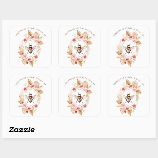 ガーデナーハニービーと赤面ピンクとフローラ スクエアシール (シート)