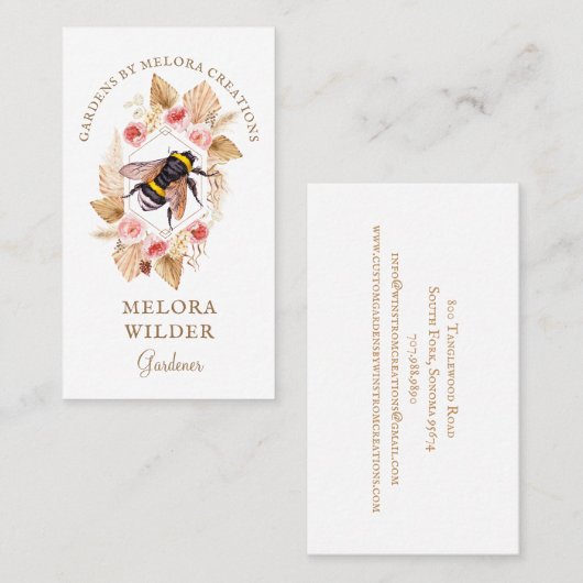 ガーデナーハニービーと赤面ピンクとフローラ 名刺 (正面/裏面)