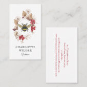ガーデナーハニービーダークコーラルピンクフローラフレームブ 名刺 (正面/裏面)
