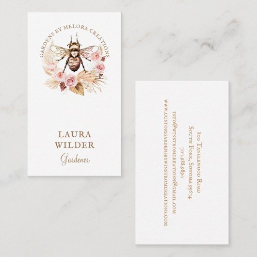 ガーデナーハニービー赤面ピンククリームフローラ 名刺 (正面/裏面)