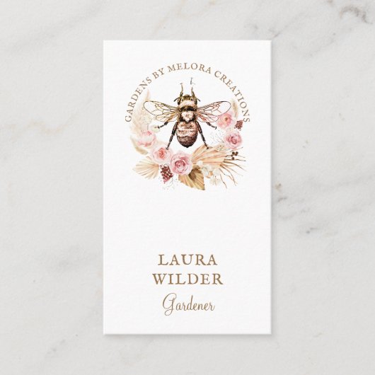 ガーデナーハニービー赤面ピンククリームフローラ 名刺 (正面)