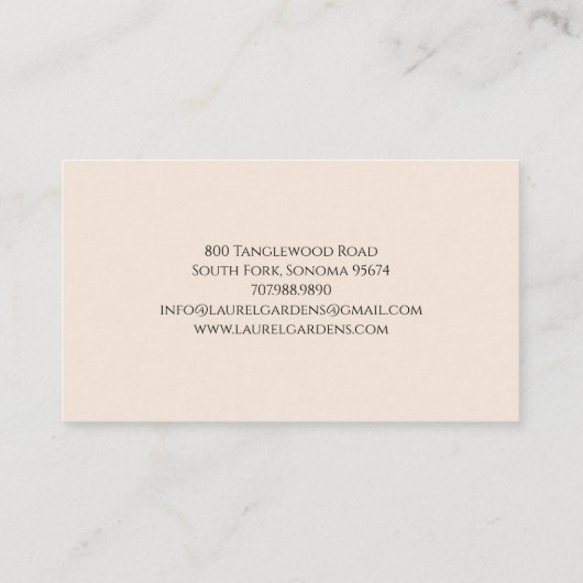 ガーデナーボホ赤面ピンクフローラ金ゴールド 名刺 (裏面)