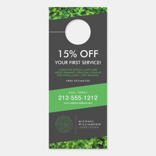 ガーデナーモダン造園低木ロゴダークグレー ドアノブサイン (正面)