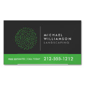 ガーデナーモダン造園低木ロゴダークグレー マグネット名刺 (正面)