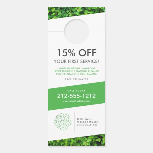 ガーデナーモダン造園低木ロゴホワイト ドアノブサイン (正面)