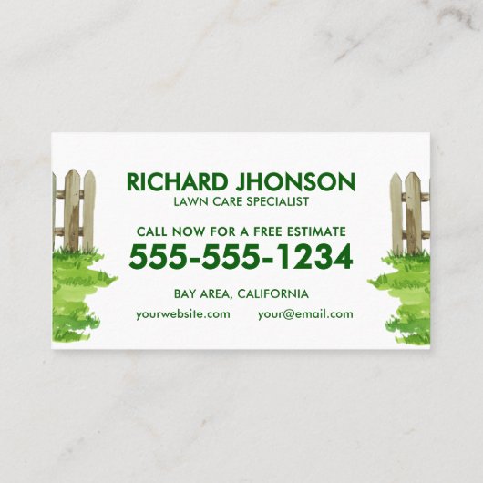 ガーデナー気に芝生及びメンテナンスの名刺 名刺 (裏面)