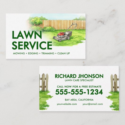 ガーデナー気に芝生及びメンテナンスの名刺 名刺 (正面/裏面)