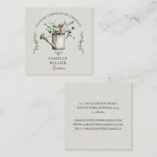 ガーデナー水彩灌水缶 スクエア名刺 (正面/裏面)