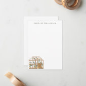 ガーデナー温室イラストレーションパーソナライズされた名 ノートカード (正面/裏面インサイチュ)