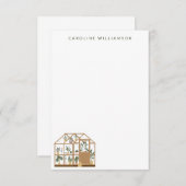 ガーデナー温室イラストレーションパーソナライズされた名 ノートカード (正面/裏面)