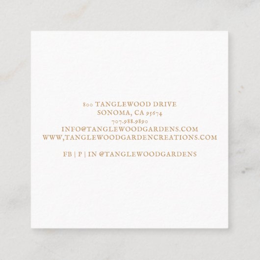 ガーデナー赤面ピンクフローラハニービー スクエア名刺 (裏面)