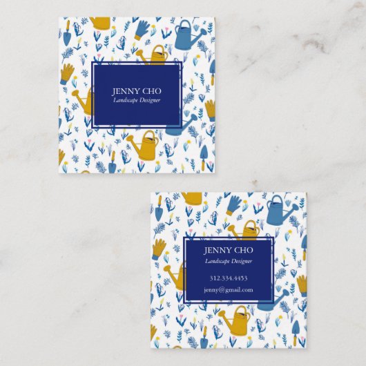 ガーデナー造園ガーデニングモダンカッコいい スクエア名刺 (正面/裏面)