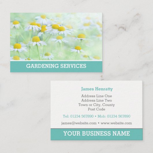 ガーデナー&ガーデニングサービスのコールカード。 名刺 (正面/裏面)