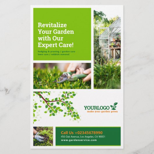 ガーデナー、ガーデニングサービス、芝生気にDLフライヤー チラシ (正面)